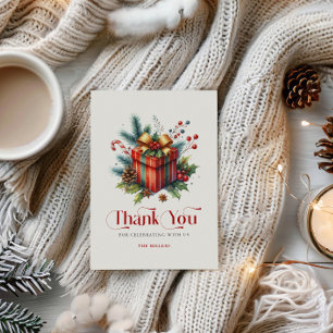 Tarjeta De Agradecimiento Caja de regalo de Navidad, tipografía retro de agr