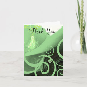 Tarjeta De Agradecimiento Cala Lilly Green Swirls - Gracias -