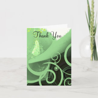 Tarjeta De Agradecimiento Cala Lilly Green Swirls - Gracias -