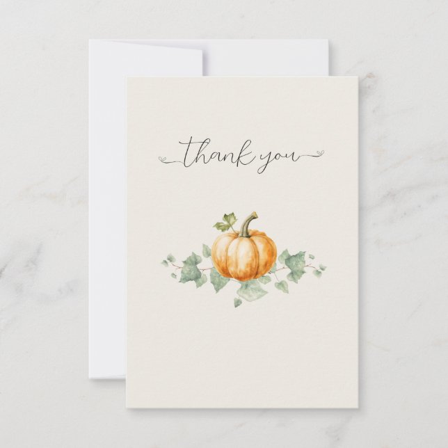 Tarjeta De Agradecimiento Calabaza acuarela Gracias Cartas (Anverso)