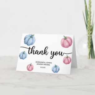 Tarjeta De Agradecimiento Calabaza acuarela Gracias por revelar el sexo