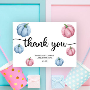 Tarjeta De Agradecimiento Calabaza acuarela Gracias revelar el género