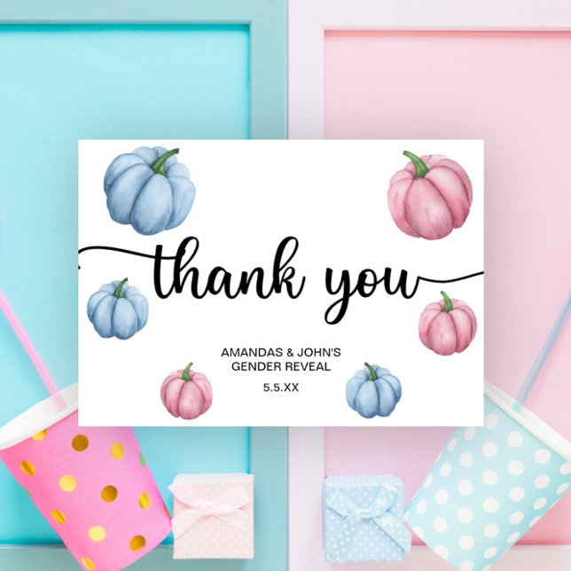 Tarjeta De Agradecimiento Calabaza acuarela Gracias revelar el género (Subido por el creador)