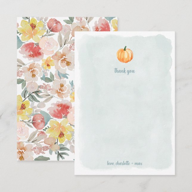 Tarjeta De Agradecimiento Calabaza acuática ducha bebé gracias (Anverso / Reverso)