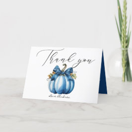 Tarjeta De Agradecimiento Calabaza azul | Baby Shower de otoño