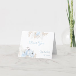 Tarjeta De Agradecimiento Calabaza azul Boho Es un Baby Shower de niño caído