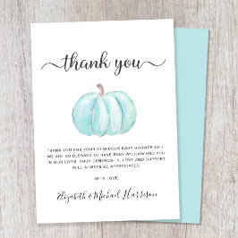Tarjeta De Agradecimiento Calabaza azul lindo Bebé niño ducha