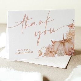 Tarjeta De Agradecimiento Calabaza Baby Shower Caer Flor Rosa