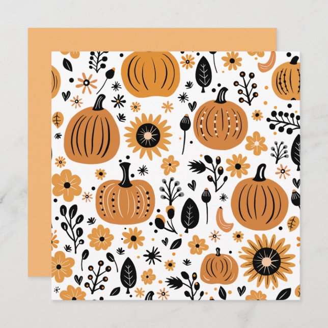 Tarjeta De Agradecimiento Calabaza capilar y flor de caída caprichosas perso (Anverso / Reverso)