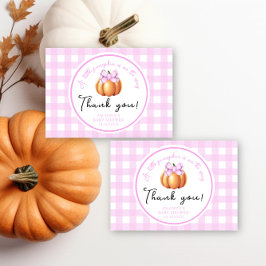 Tarjeta De Agradecimiento Calabaza con lazo rosa gracias baby shower