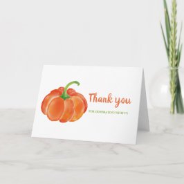 Tarjeta De Agradecimiento Calabaza de acuarela naranja brillante | Gracias