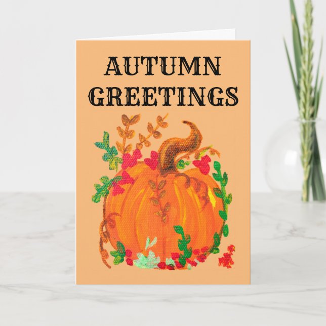 Tarjeta De Agradecimiento Calabaza de Bonito de saludos de otoño de BabeMone (Anverso)