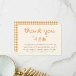 Tarjeta De Agradecimiento Calabaza de gingham naranja