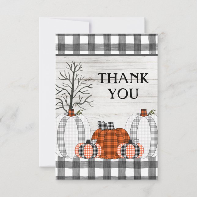 Tarjeta De Agradecimiento Calabaza de Halloween de otoño Gracias (Anverso)
