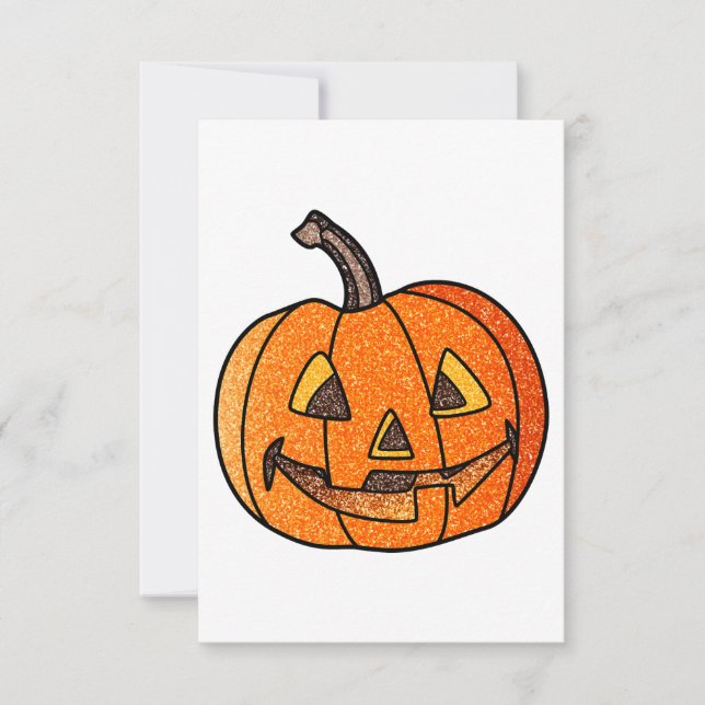 Tarjeta De Agradecimiento Calabaza de Jack brillantes (Anverso)