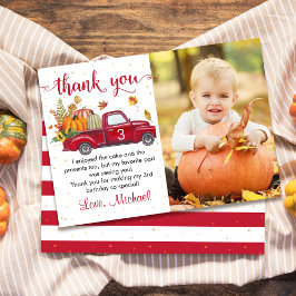 Tarjeta De Agradecimiento Calabaza de otoño deja foto de cumpleaños de Camió