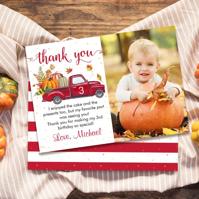 Tarjeta De Agradecimiento Calabaza de otoño deja foto de cumpleaños de Camió (Subido por el creador)
