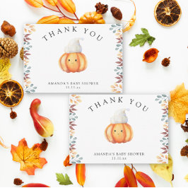 Tarjeta De Agradecimiento Calabaza de otoño en el gorra - gracias
