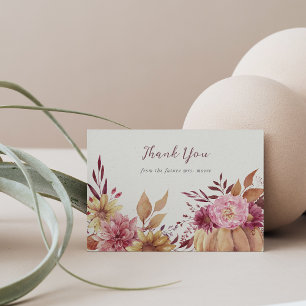 Tarjeta De Agradecimiento Calabaza de otoño y flores silvestres de otoño pla