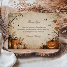 Tarjeta De Agradecimiento Calabaza espeluznante de otoño
