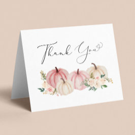 Tarjeta De Agradecimiento Calabaza Floral Bebé Chica Ducha