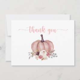 Tarjeta De Agradecimiento Calabaza floral, ducha rústica, gracias por el cum