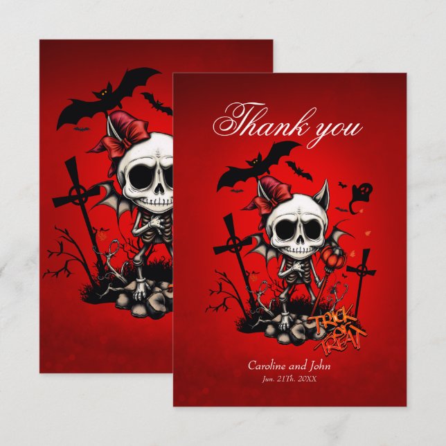 Tarjeta De Agradecimiento Calabaza Mágica y Diversión Humana. (Anverso / Reverso)