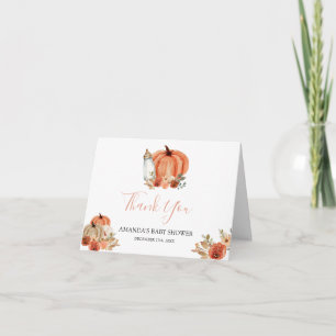 Tarjeta De Agradecimiento Calabaza Naranja Enamorada Baby Shower Doble