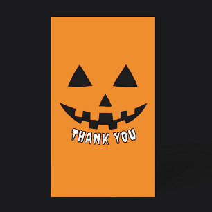Tarjeta De Agradecimiento Calabaza Naranja Personalizada Halloween