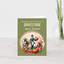 Tarjeta De Agradecimiento Calabaza otoñal ecuestre