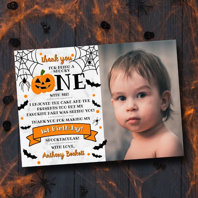 Tarjeta De Agradecimiento Calabaza pequeña se vuelve un primer cumpleaños de (Subido por el creador)