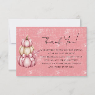 Tarjeta De Agradecimiento Calabaza rosa Bebé Chica Ducha