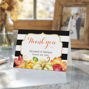 Tarjeta De Agradecimiento Calabazas de Otoño Hojas de Arce Gracias