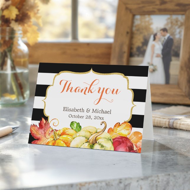 Tarjeta De Agradecimiento Calabazas de Otoño Hojas de Arce Gracias (Subido por el creador)