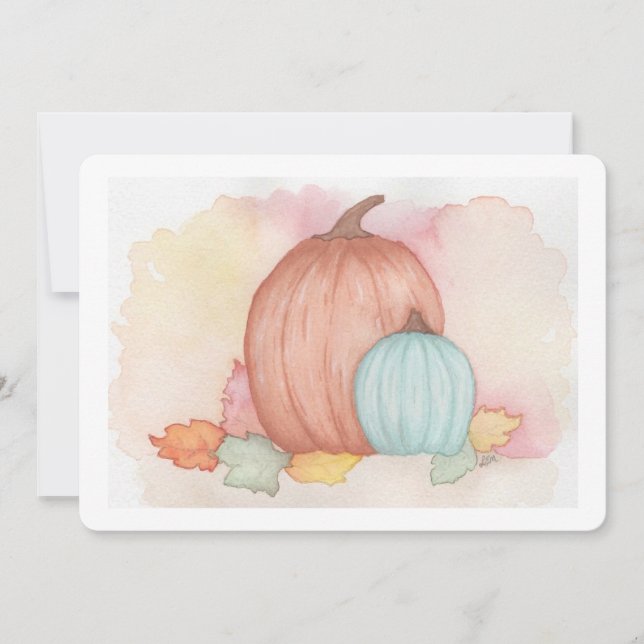 Tarjeta De Agradecimiento Calabazas de otoño y hojas (Anverso)