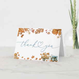 Tarjeta De Agradecimiento Calabazas Hojas & Pilas de Heno Niño Gracias
