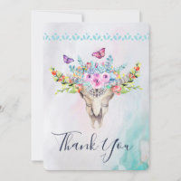 Calavera animal Boho con mariposas y flores