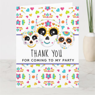 Tarjeta De Agradecimiento Calavera de azúcar Dia de La Muerte Cumpleaños de