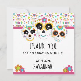 Tarjeta De Agradecimiento Calavera de azúcar Dia de La Muerte Cumpleaños de 