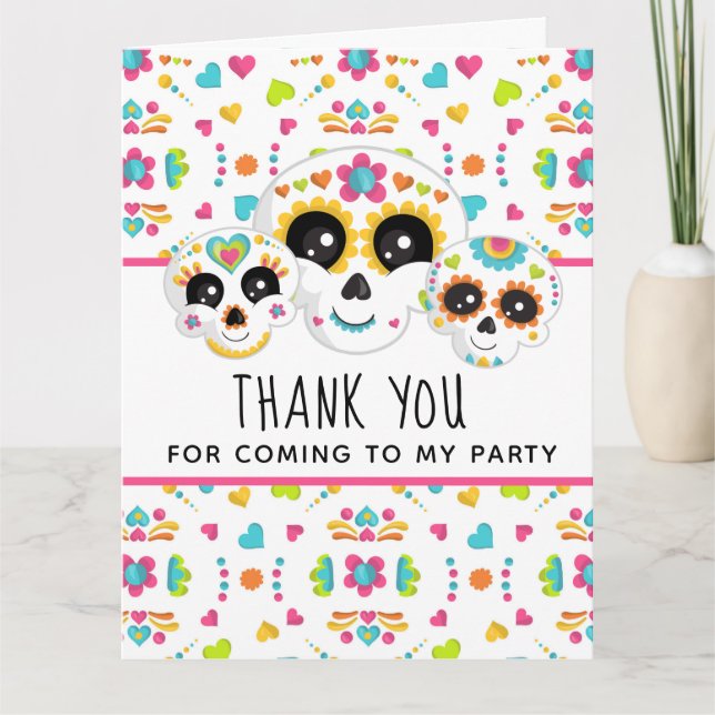 Tarjeta De Agradecimiento Calavera de azúcar Dia de La Muerte Cumpleaños de  (Anverso)