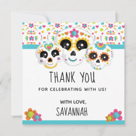 Tarjeta De Agradecimiento Calavera de azúcar Dia de La Muerte Cumpleaños de 