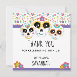 Tarjeta De Agradecimiento Calavera Día de la Muerte Cumpleaños de Halloween