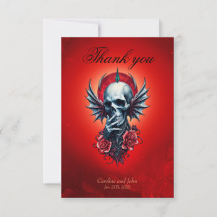 Tarjeta De Agradecimiento Calavera impresionante y realista con alas