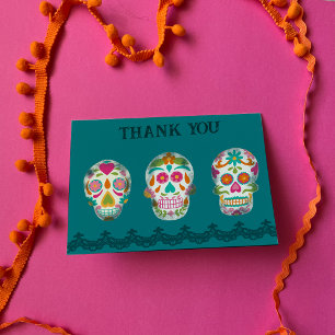 Tarjeta De Agradecimiento Calaveras de azúcar y encaje en Personalizable Ver