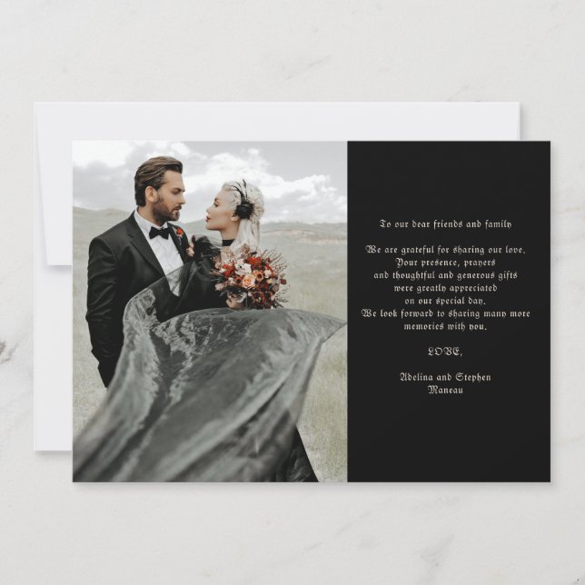 Tarjeta De Agradecimiento Calaveras Góticas de Hallowen Tarot Boda de Los Am (Anverso)