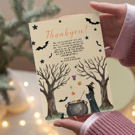 Tarjeta De Agradecimiento Caldero de Halloween Bruja Negra Espeluznante 