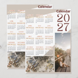 Tarjeta De Agradecimiento Calendario personalizado de pared con fotos 2027