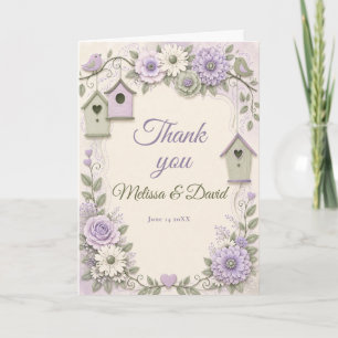 Tarjeta De Agradecimiento Calentamiento de Casa Lavanda y Verde Salvia