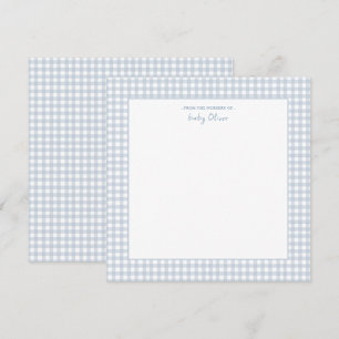 Tarjeta De Agradecimiento Cálido azul y blanco gingham Square Baby Boy