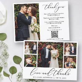 Tarjeta De Agradecimiento Caligrafía 6 Foto Amor Gracias Boda de código QR